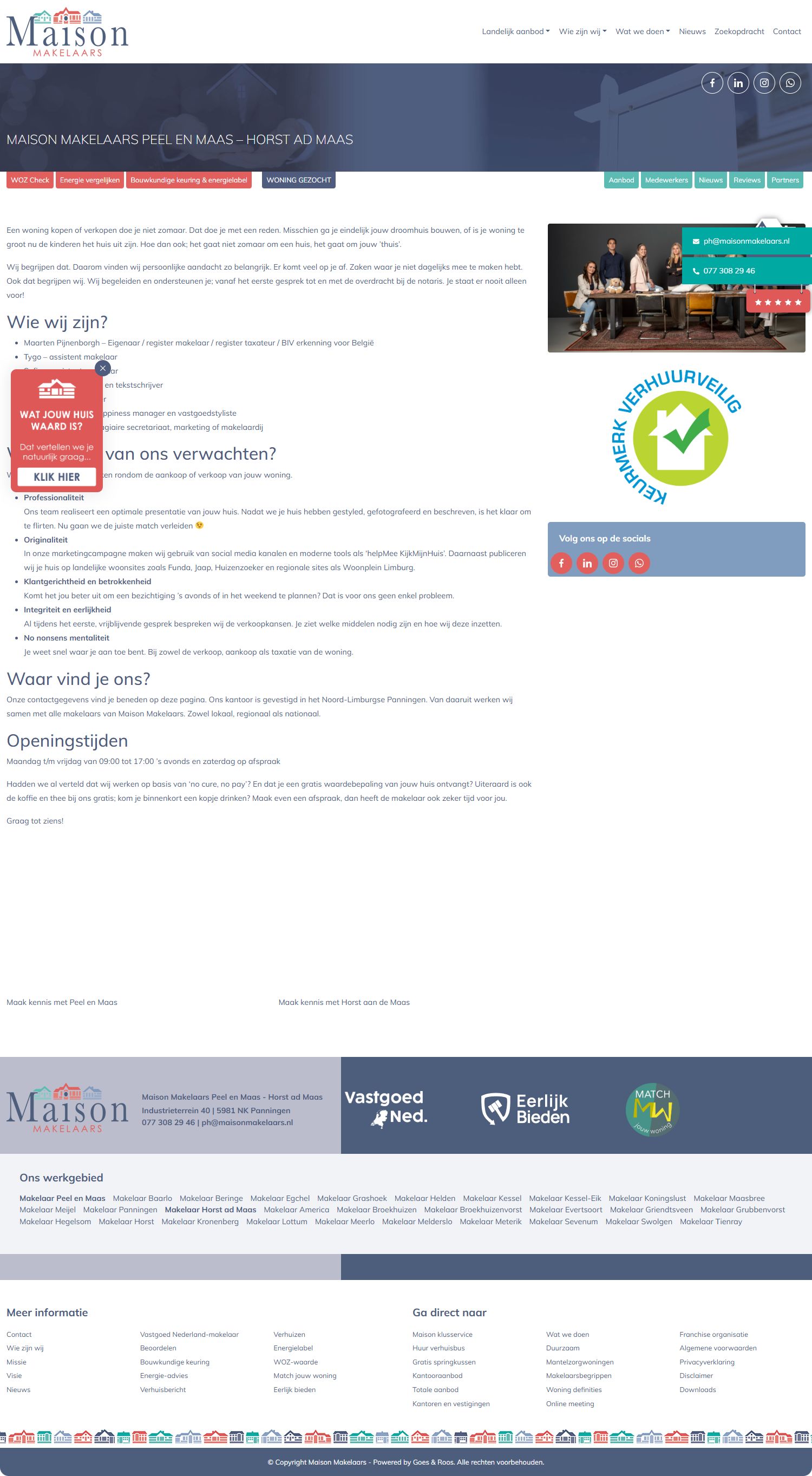 Screenshot van de website van www.maisonmakelaars.nl