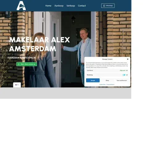 Screenshot der Website von www.makelaaralex.nl