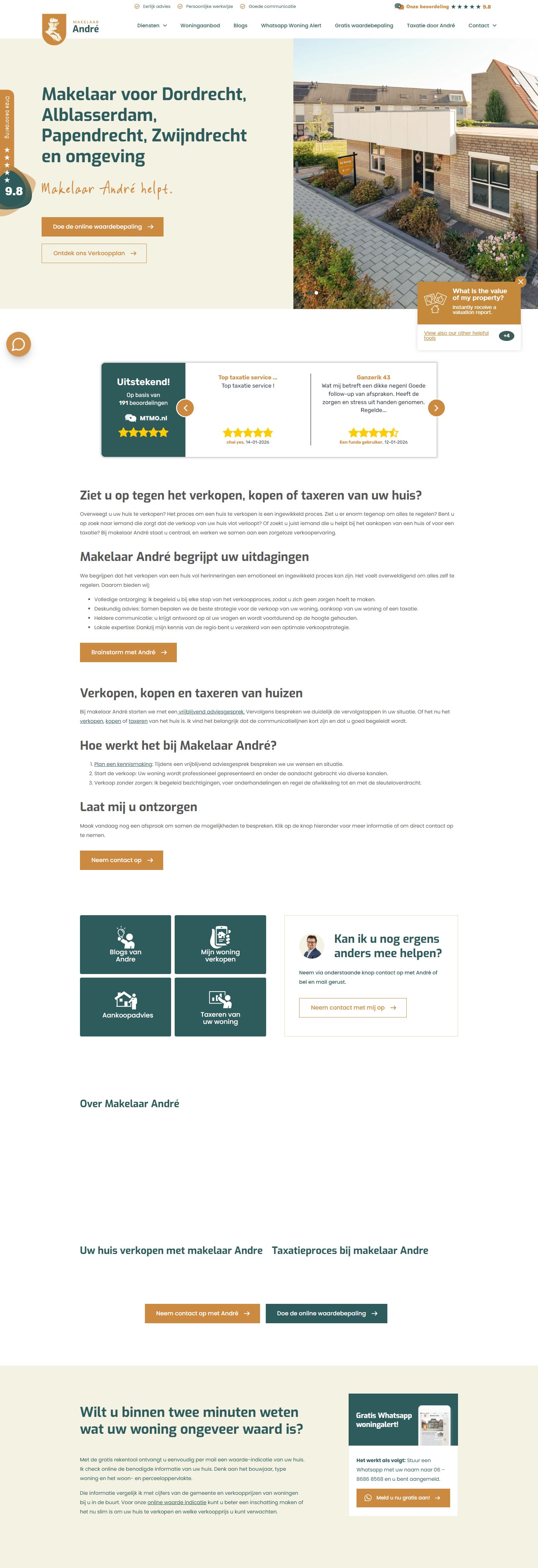 Screenshot van de website van www.makelaarandre.nl
