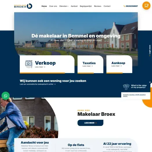 Screenshot van de website van www.makelaarbroex.nl