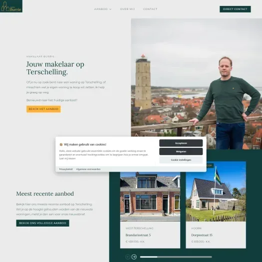 Screenshot van de website van www.makelaarburrie.nl
