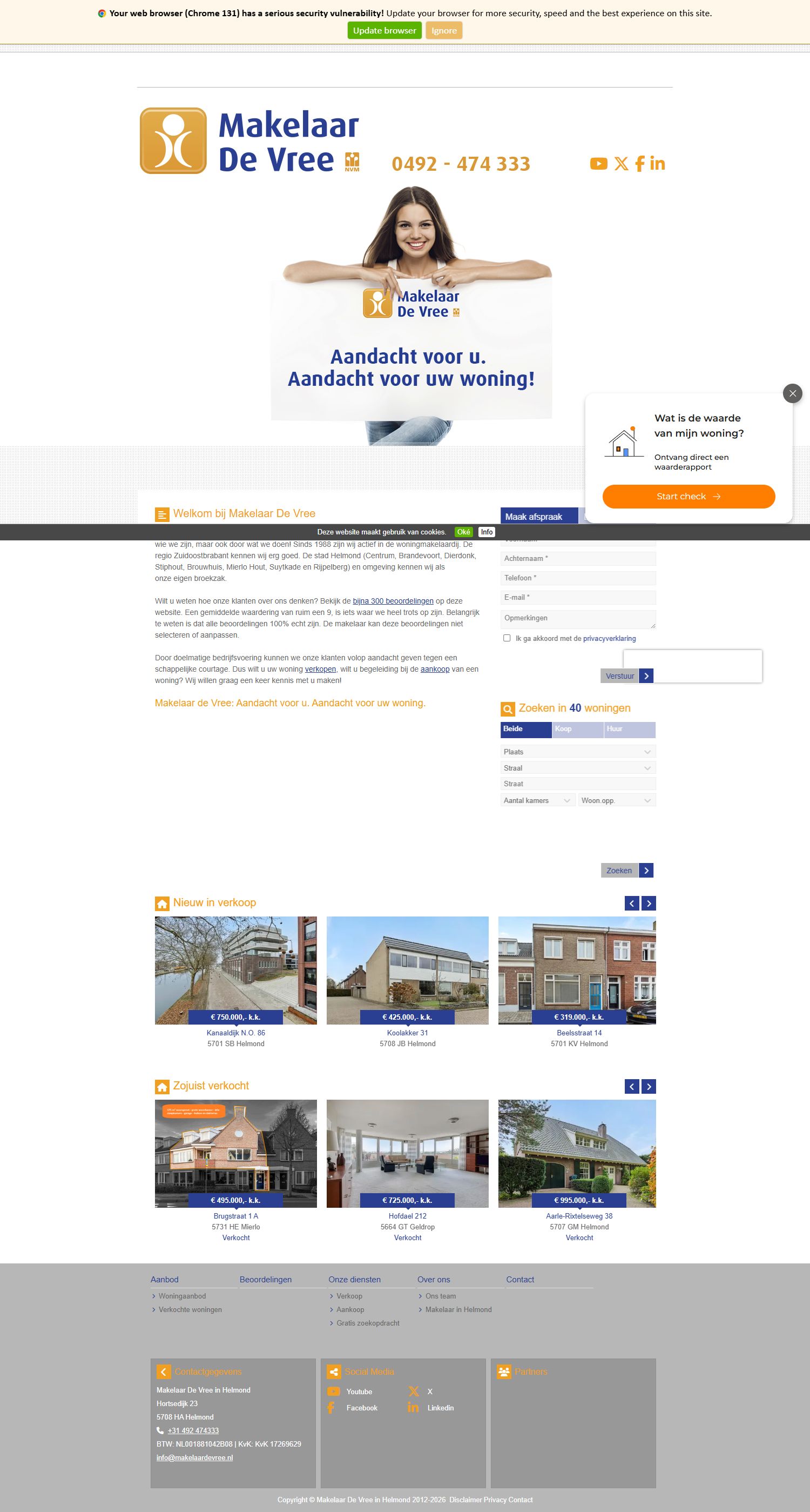 Screenshot van de website van www.makelaardevree.nl