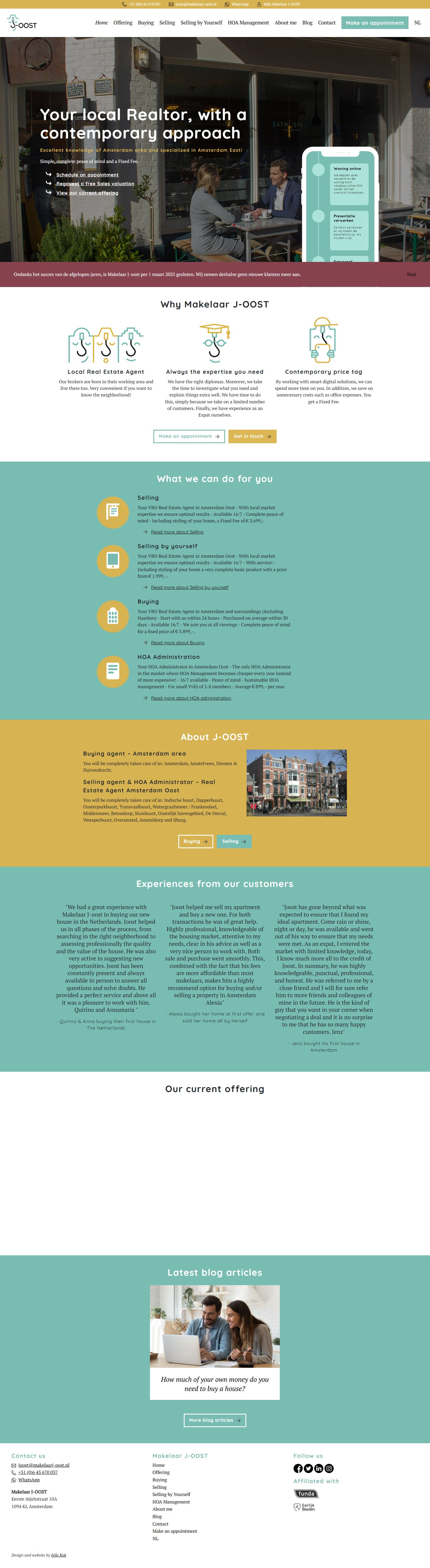 Screenshot van de website van www.makelaarj-oost.nl