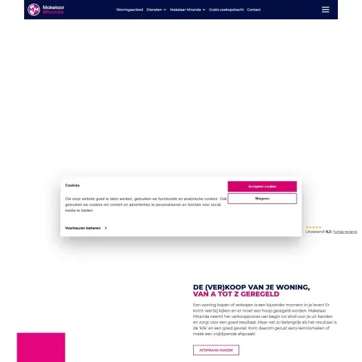 Capture d'écran du site web de www.makelaarmiranda.nl
