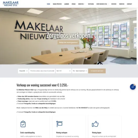 Capture d'écran du site web de www.makelaarnieuwestijl.nl
