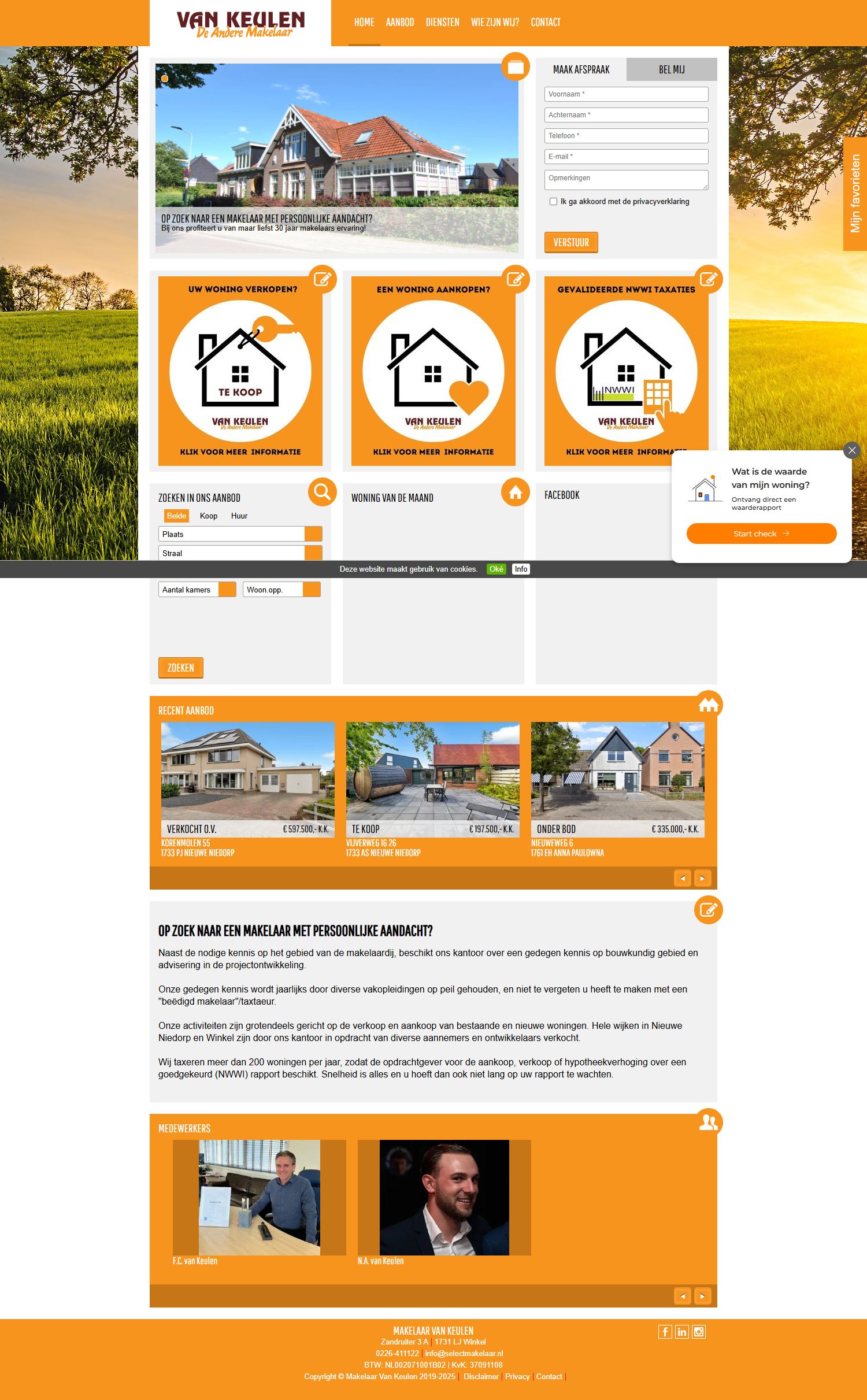 Screenshot van de website van www.selectmakelaar.nl
