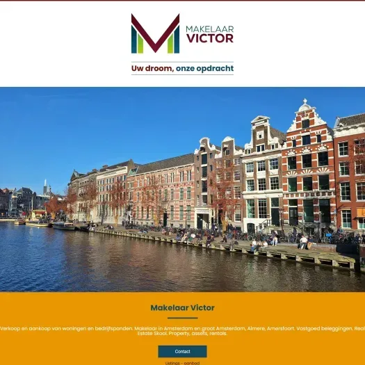 Screenshot van de website van www.makelaarvictor.nl
