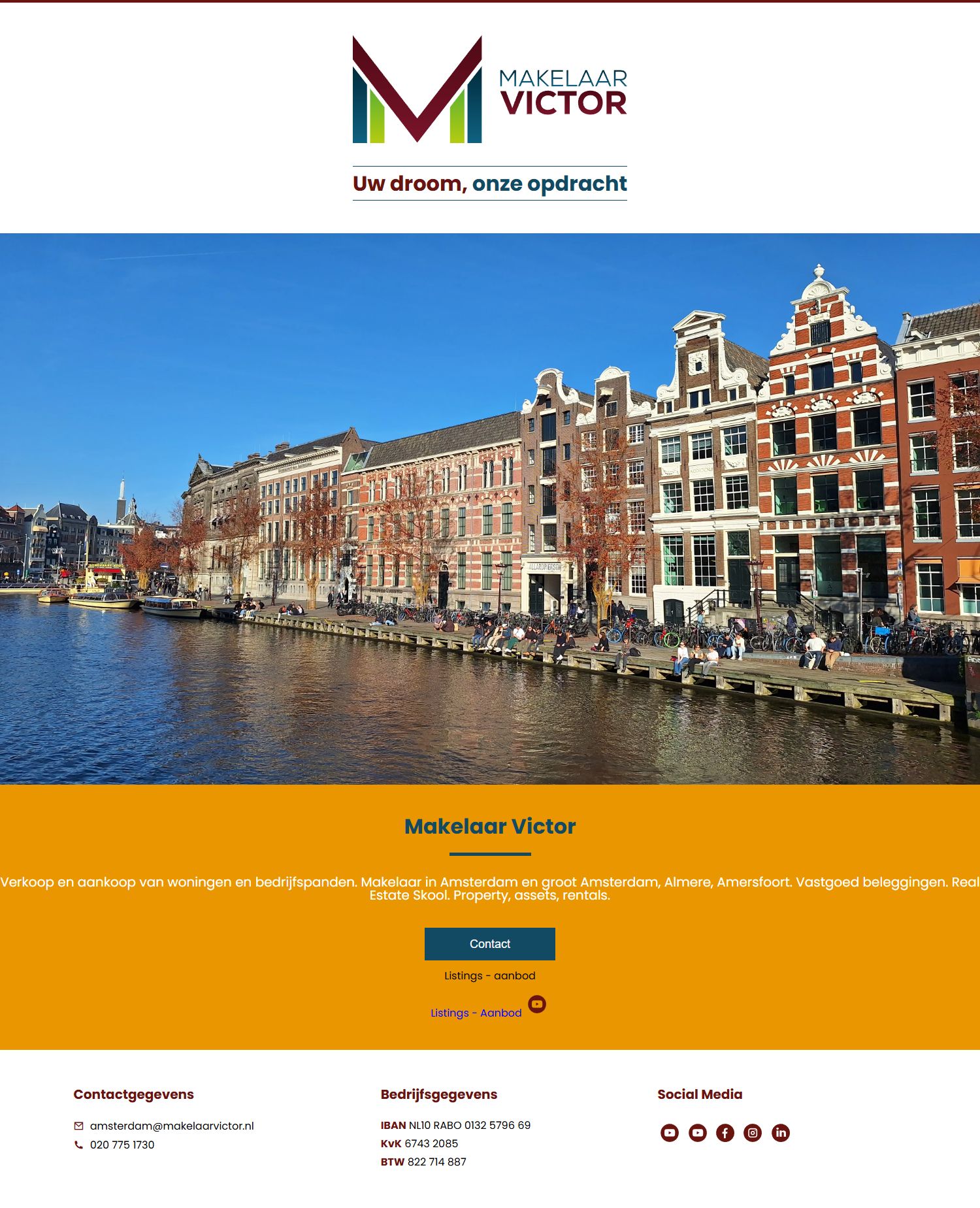 Screenshot van de website van www.makelaarvictor.nl