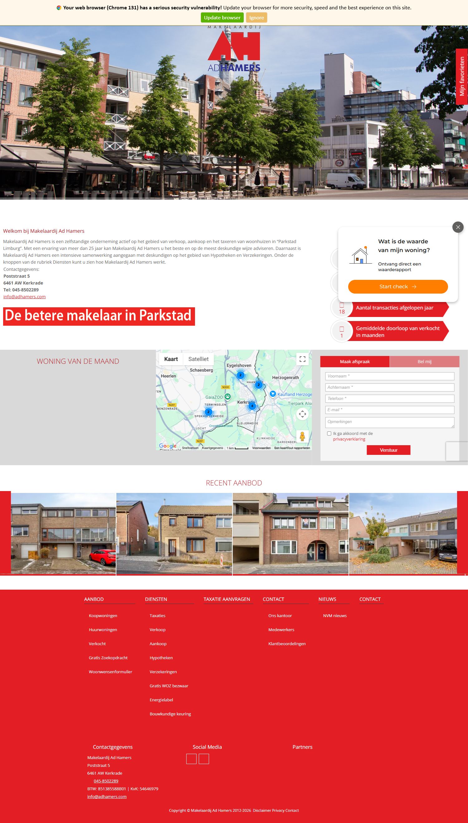 Screenshot van de website van www.adhamers.com