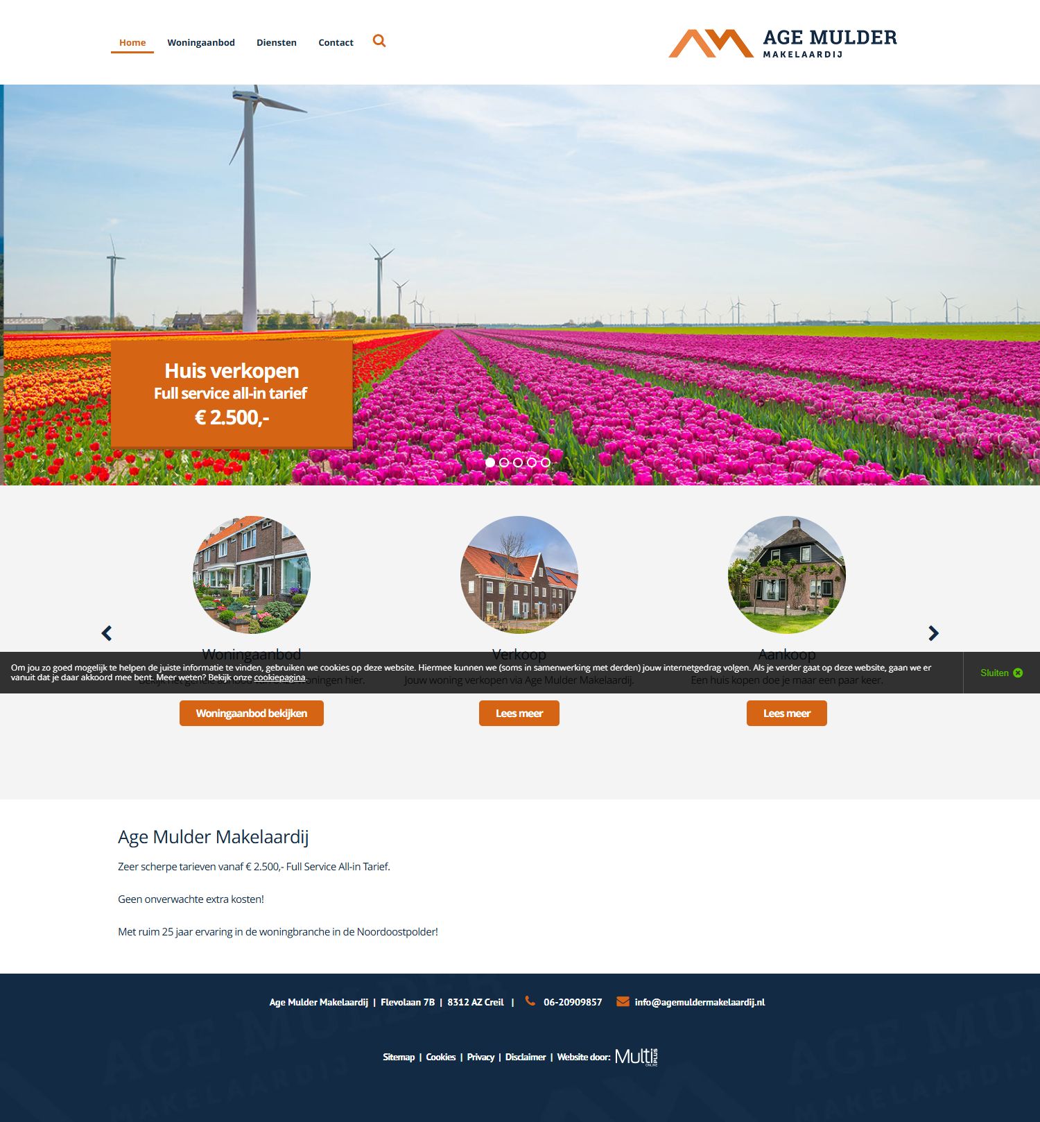 Screenshot van de website van www.agemuldermakelaardij.nl