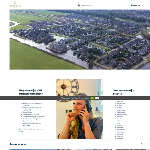 Screenshot of the website of makelaardijbenedictus.nl
