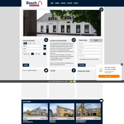 Screenshot of the website of www.boschmakelaardij.nl