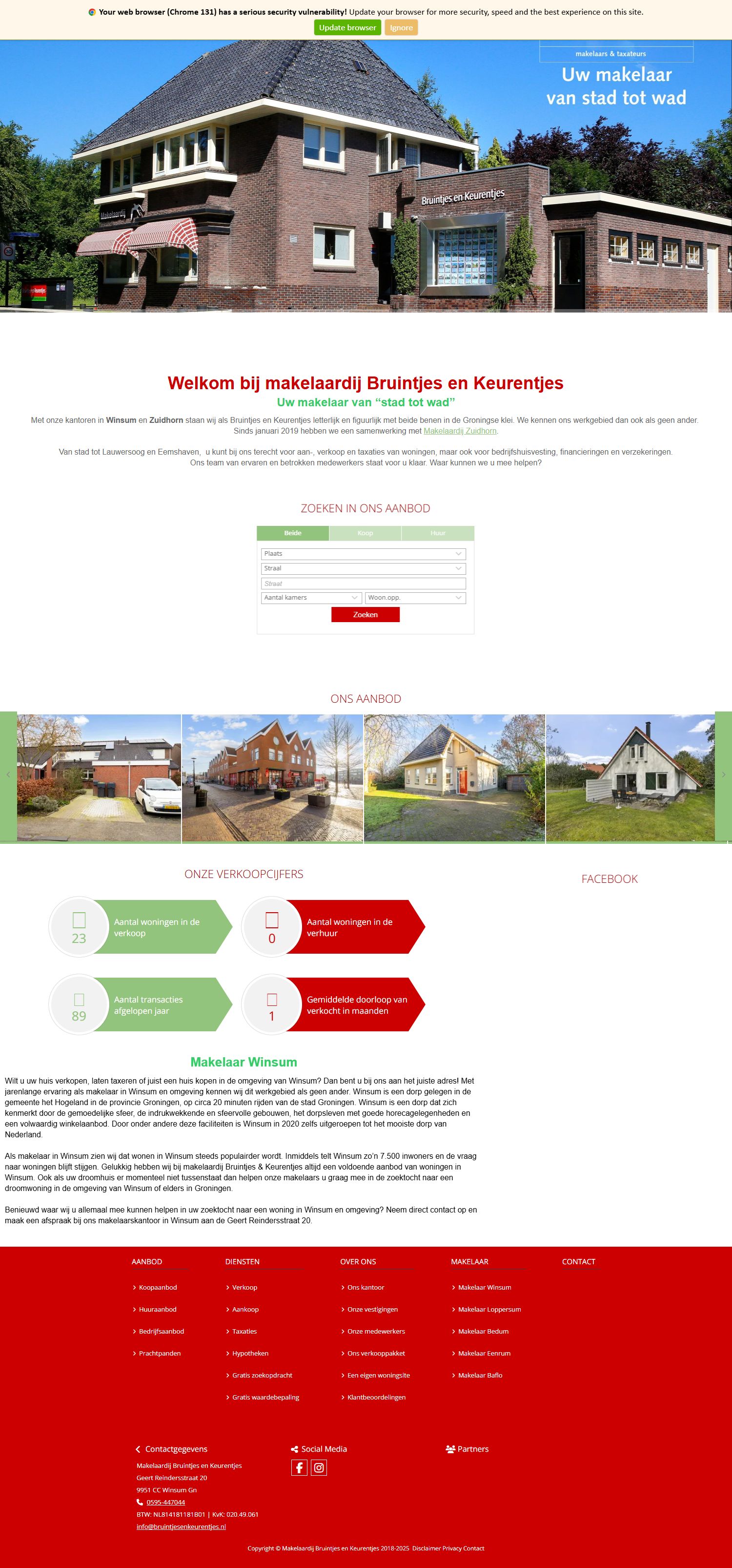 Screenshot van de website van www.bruintjesenkeurentjes.nl