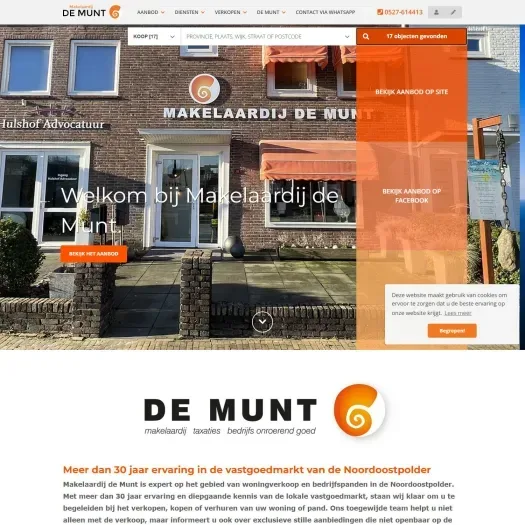 Capture d'écran du site web de www.de-munt.nl