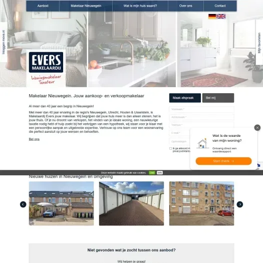 Screenshot of the website of www.makelaardijevers.nl