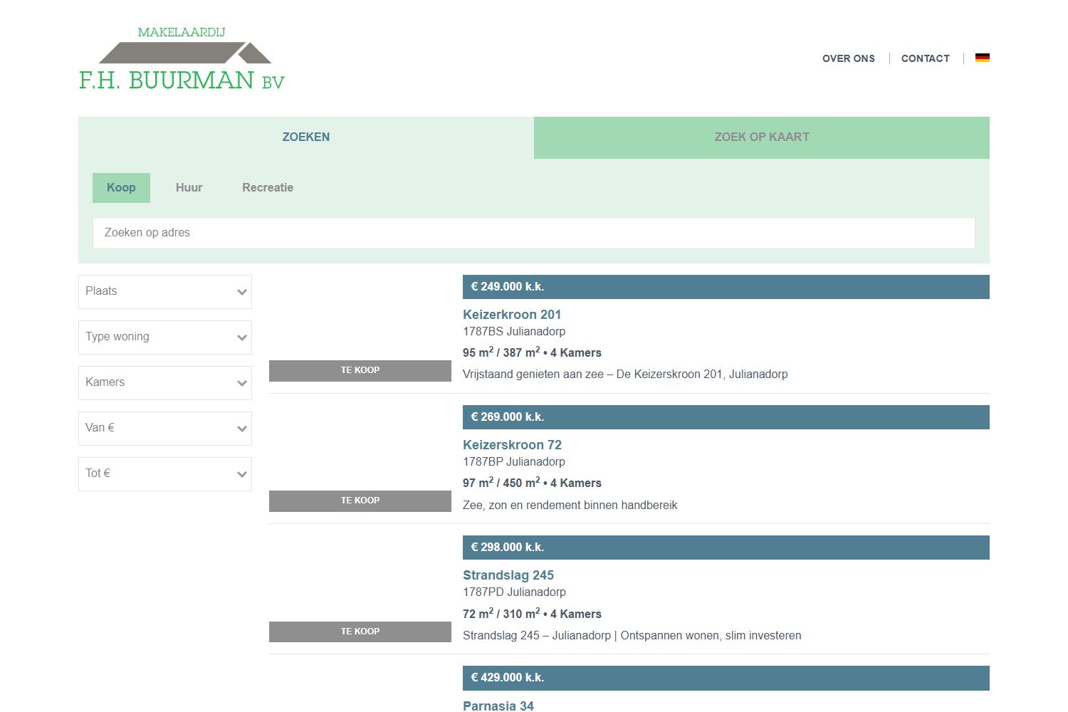 Screenshot van de website van www.makelaardijfhbuurman.nl