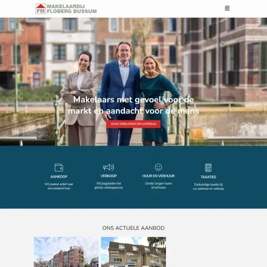Screenshot van de website van www.flobergbussum.nl