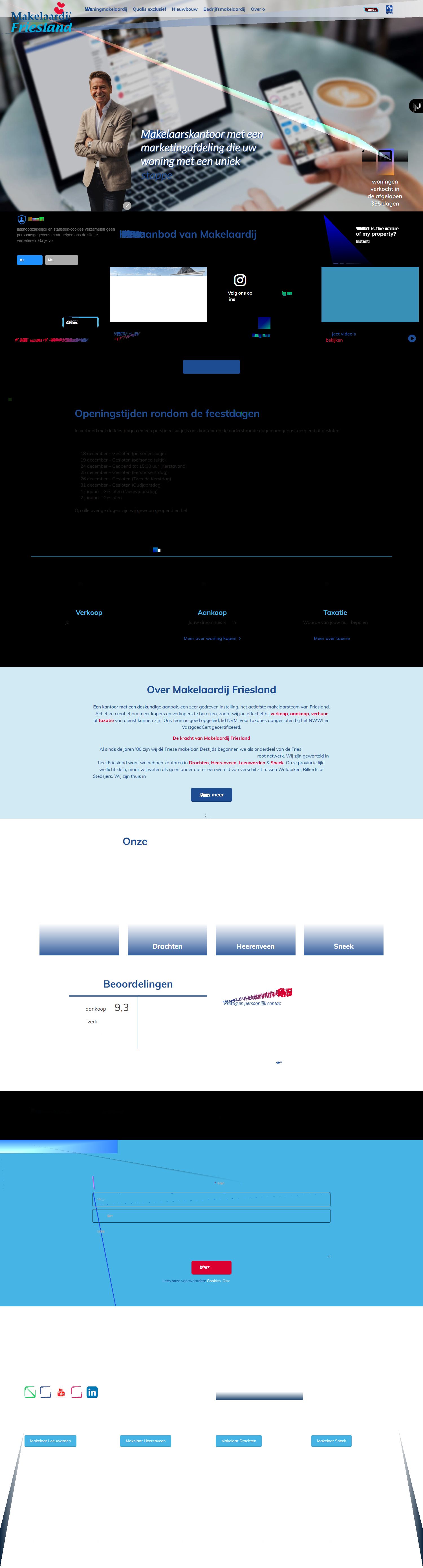 Screenshot van de website van makelaardijfriesland.nl