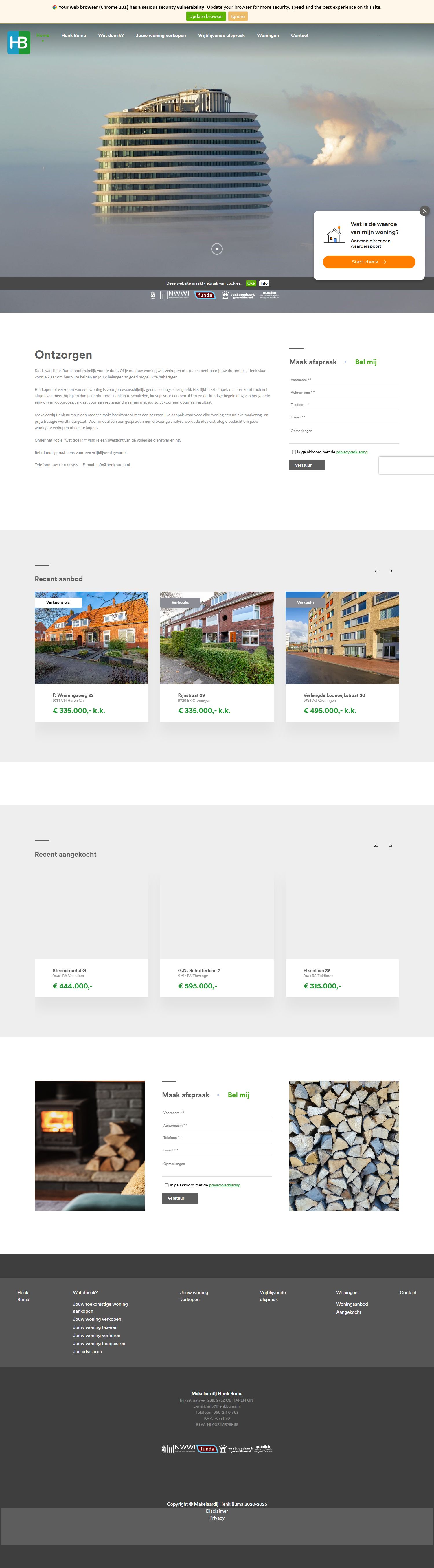 Screenshot van de website van www.henkbuma.nl