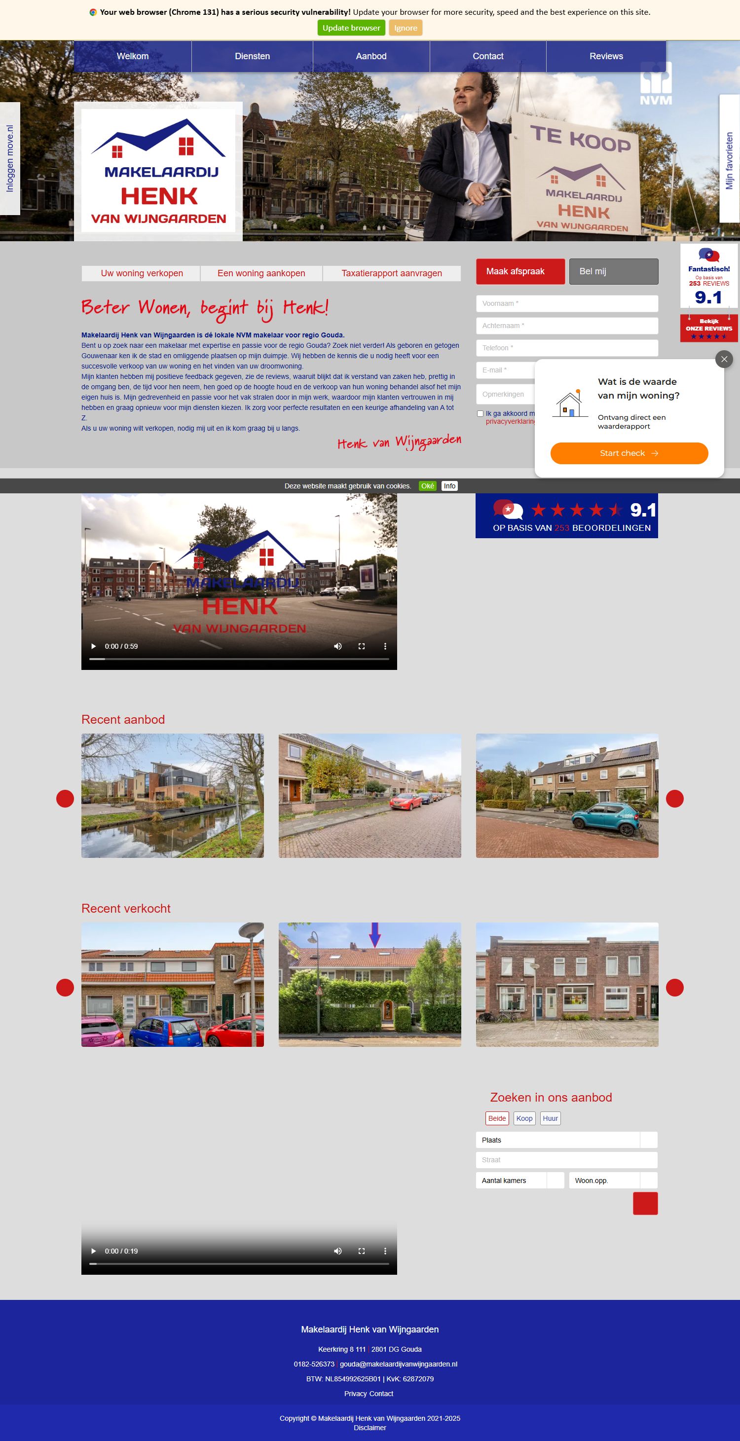 Screenshot van de website van www.makelaardijvanwijngaarden.nl