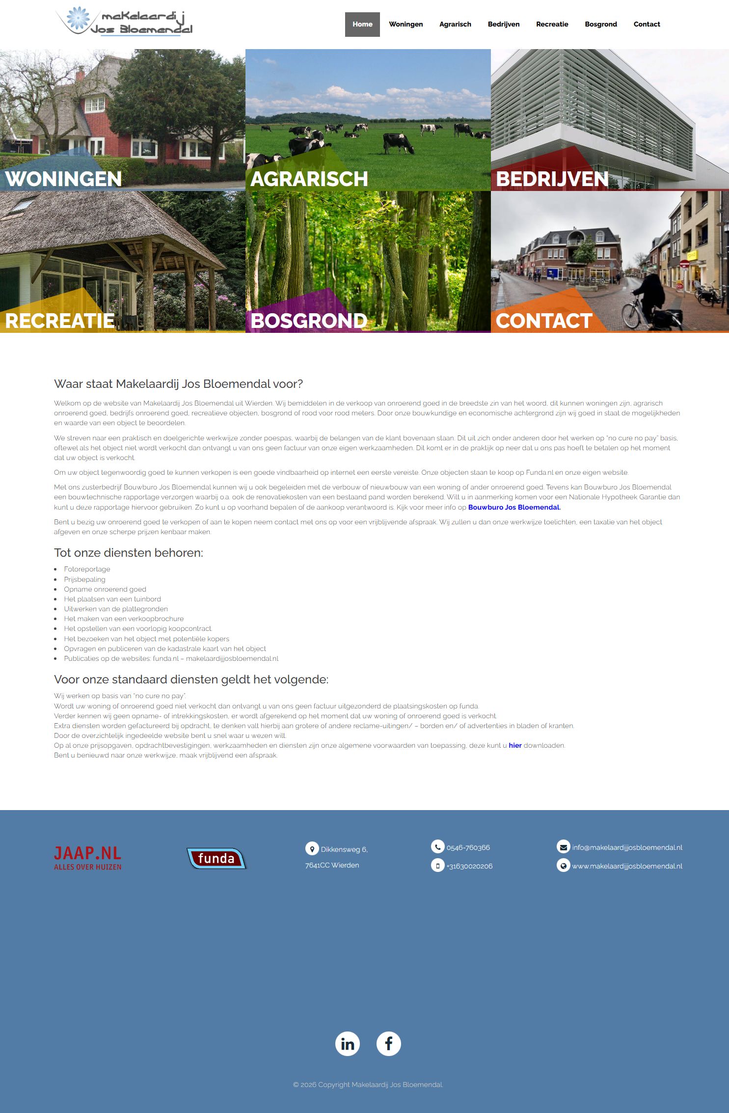 Screenshot van de website van www.makelaardijjosbloemendal.nl