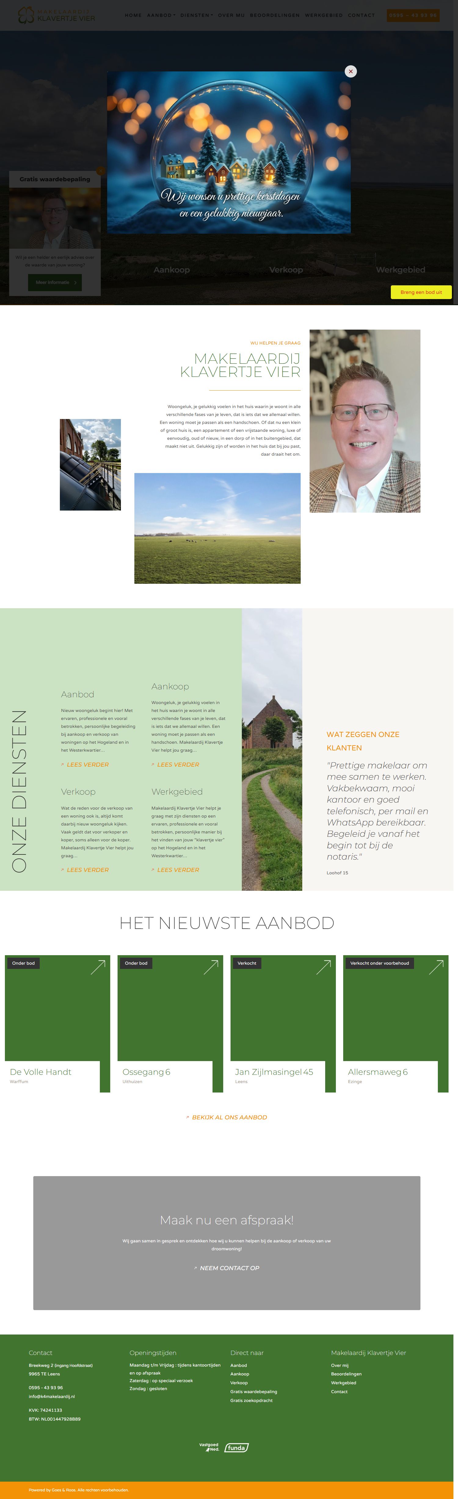 Screenshot van de website van www.k4makelaardij.nl