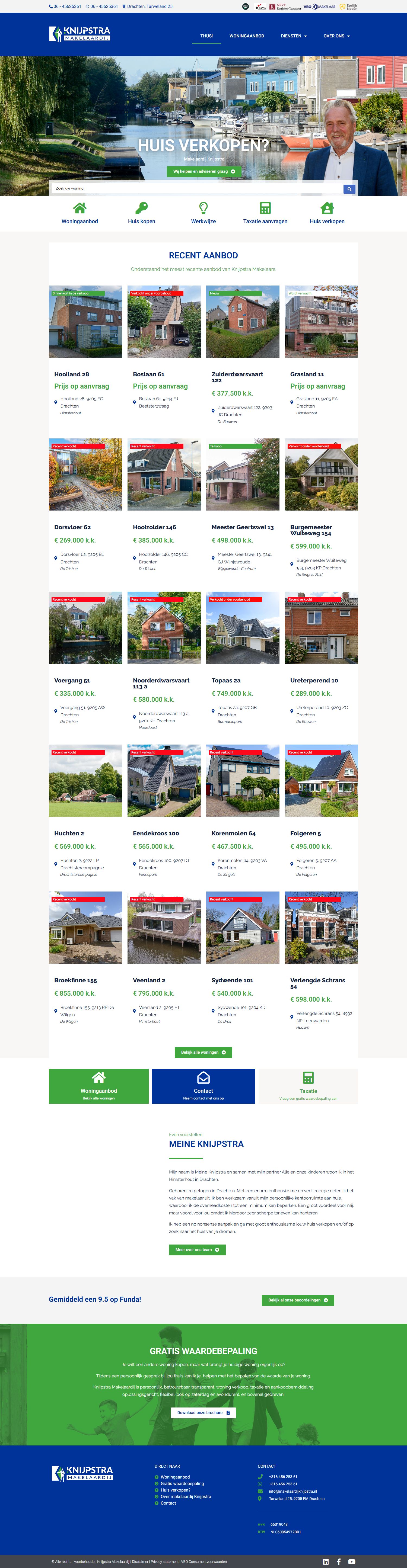 Screenshot van de website van www.makelaardijknijpstra.nl