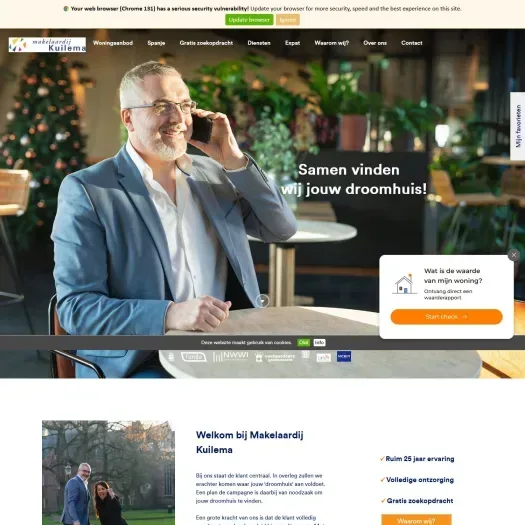 Screenshot van de website van www.kuilema.nl