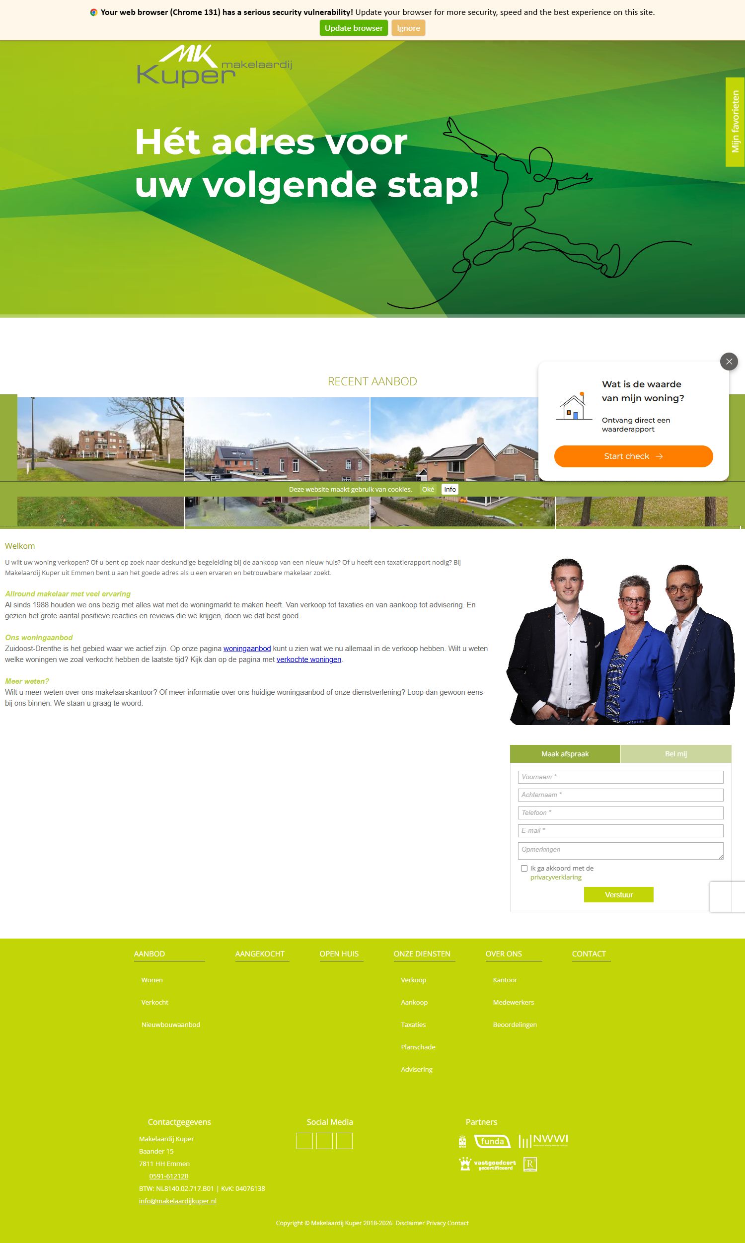 Screenshot van de website van www.makelaardijkuper.nl