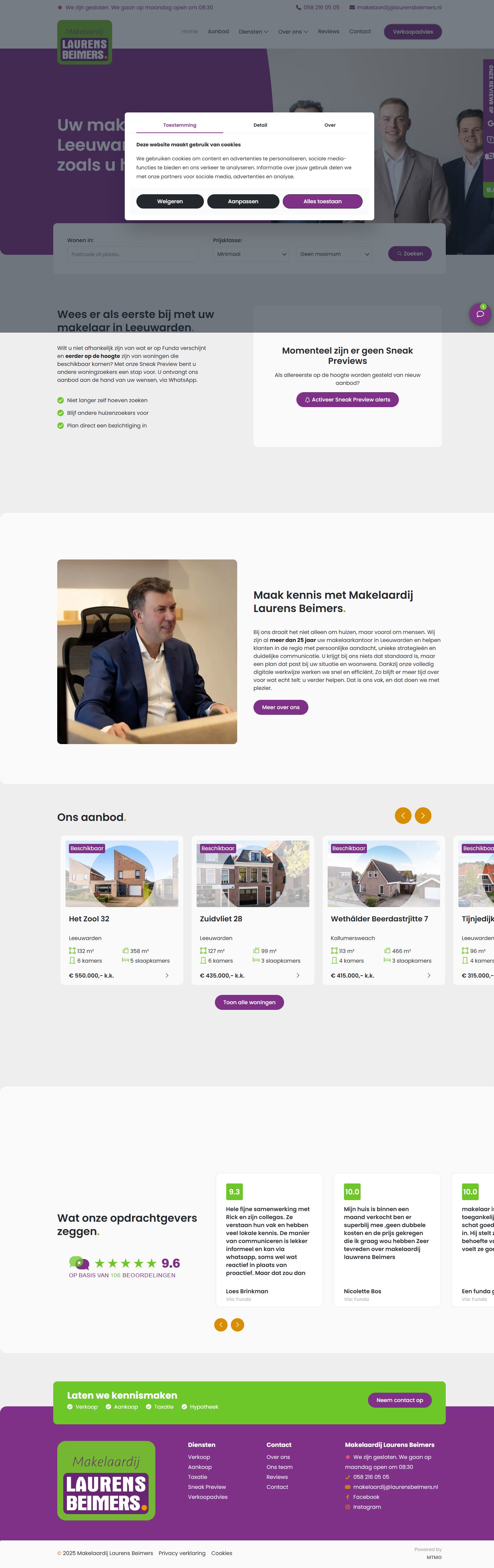 Screenshot van de website van www.laurensbeimers.nl