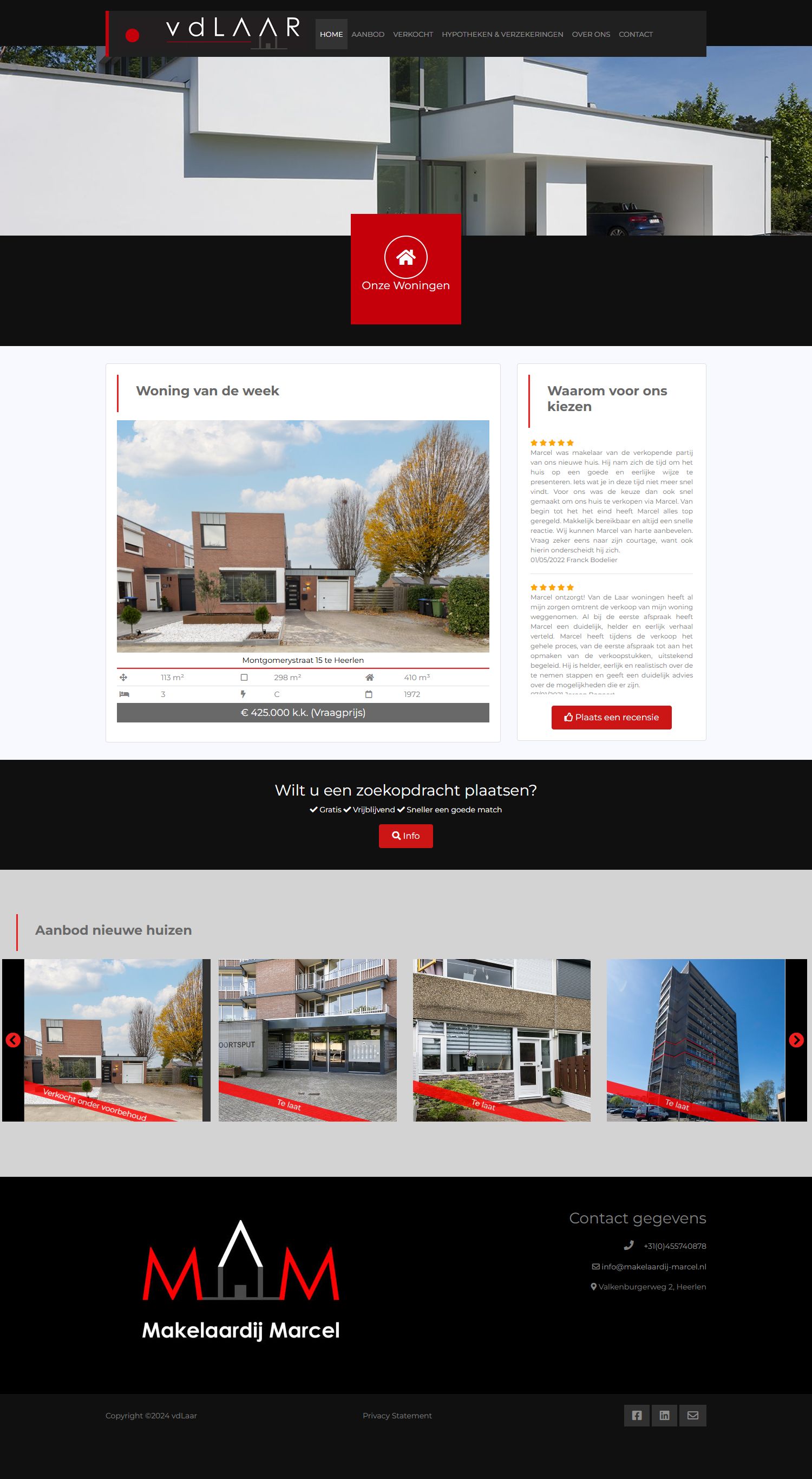 Screenshot van de website van www.makelaardij-marcel.nl