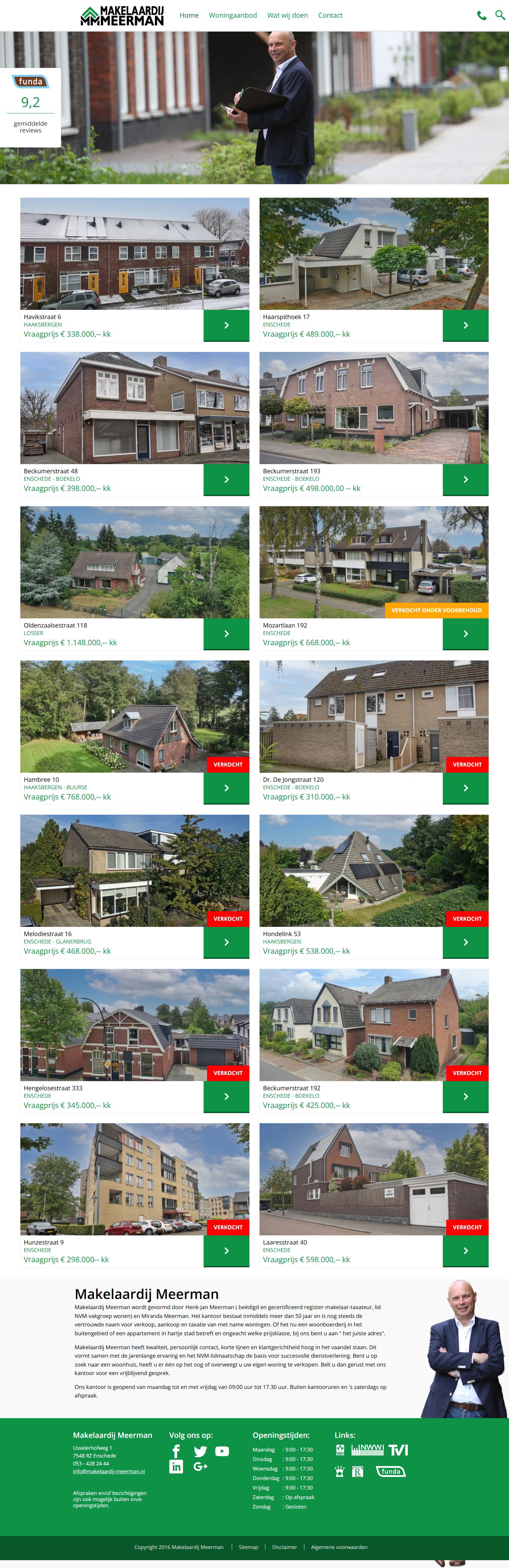 Screenshot van de website van www.makelaardij-meerman.nl
