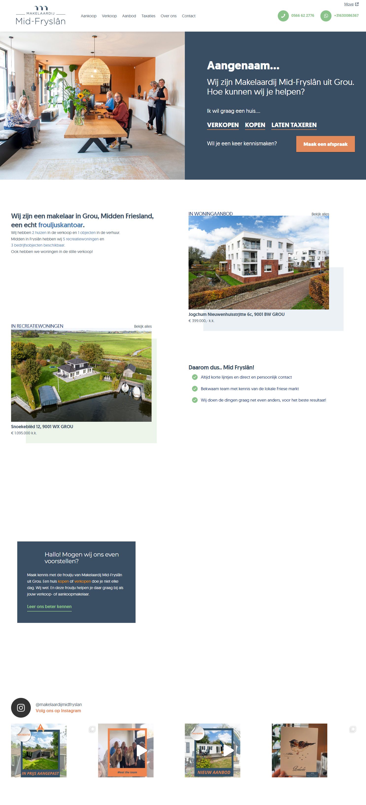 Screenshot van de website van www.mid-fryslan.nl