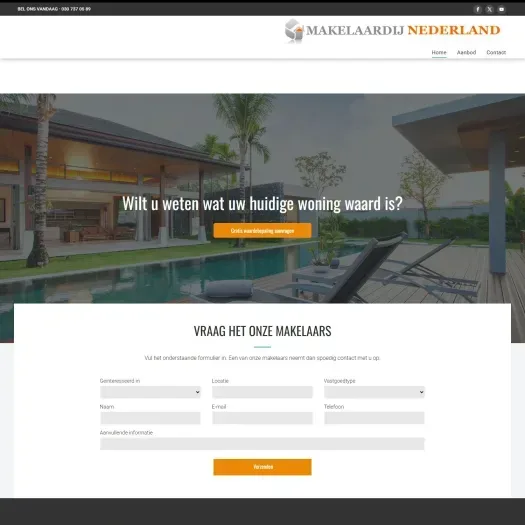 Screenshot van de website van www.makelaardijnederland.nl