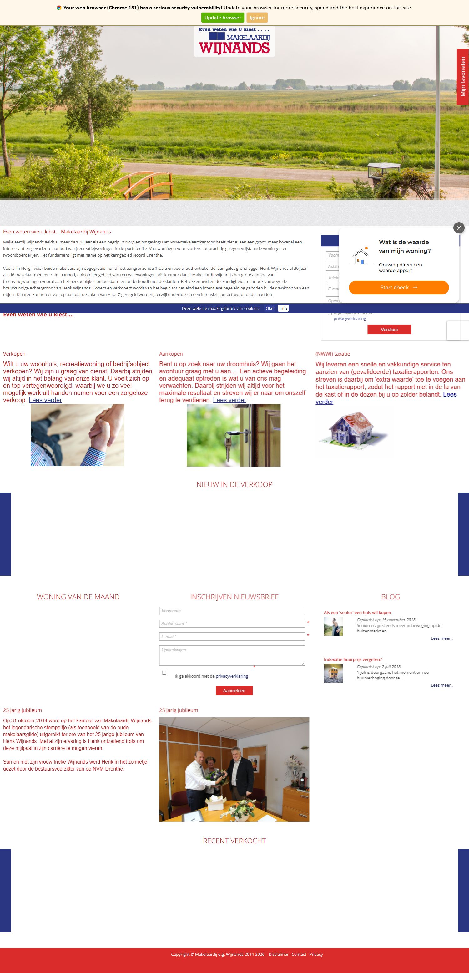 Screenshot van de website van www.makelaardijwijnands.nl