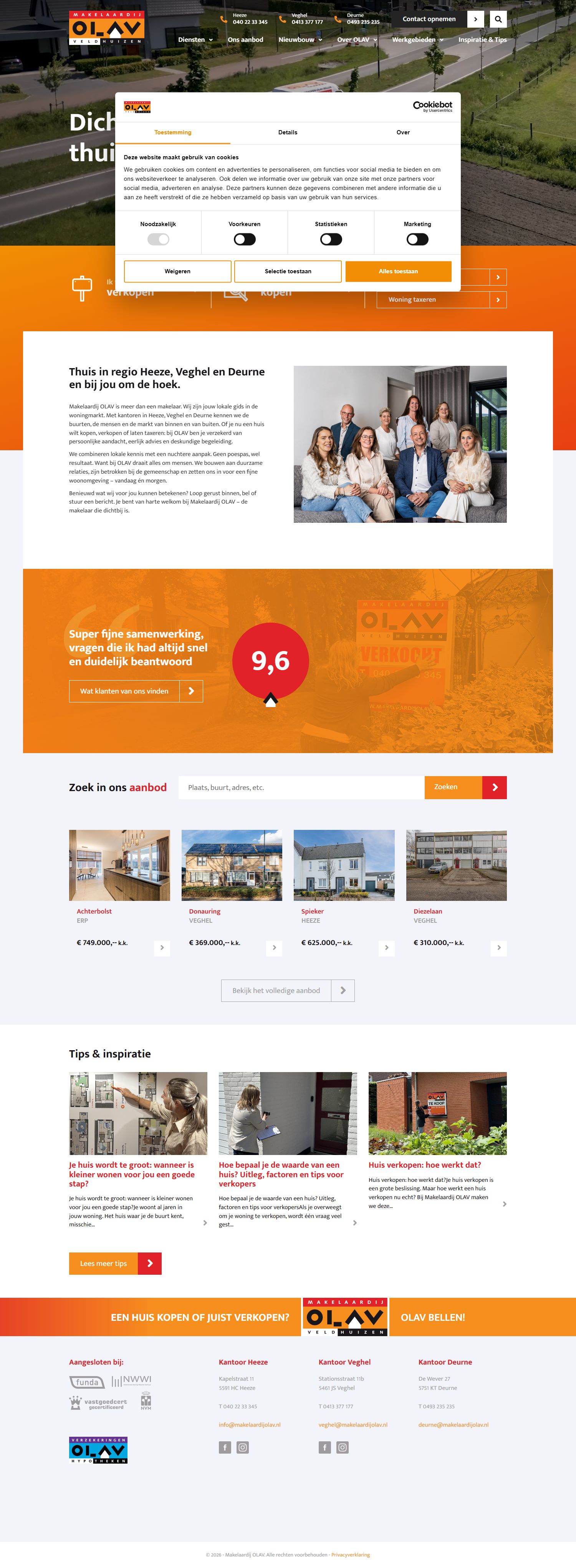Screenshot van de website van www.makelaardijolav.nl