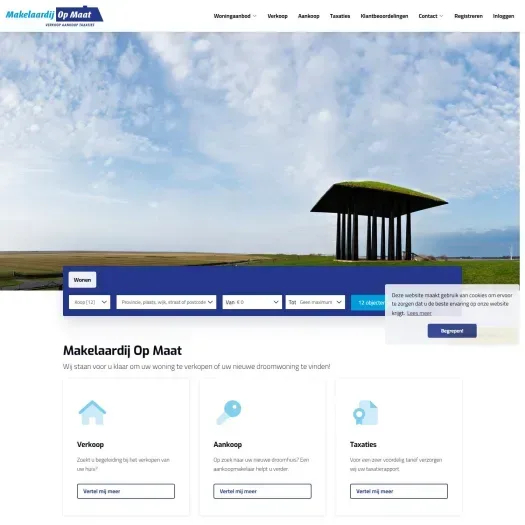 Screenshot der Website von www.makelaardijopmaat.nl