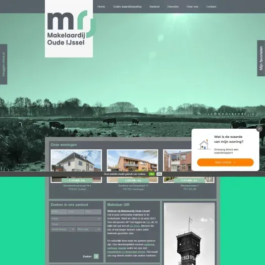 Screenshot van de website van www.makelaardijoudeijssel.nl
