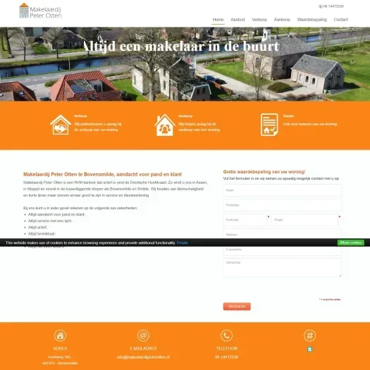 Screenshot of the website of www.makelaardijpeterotten.nl