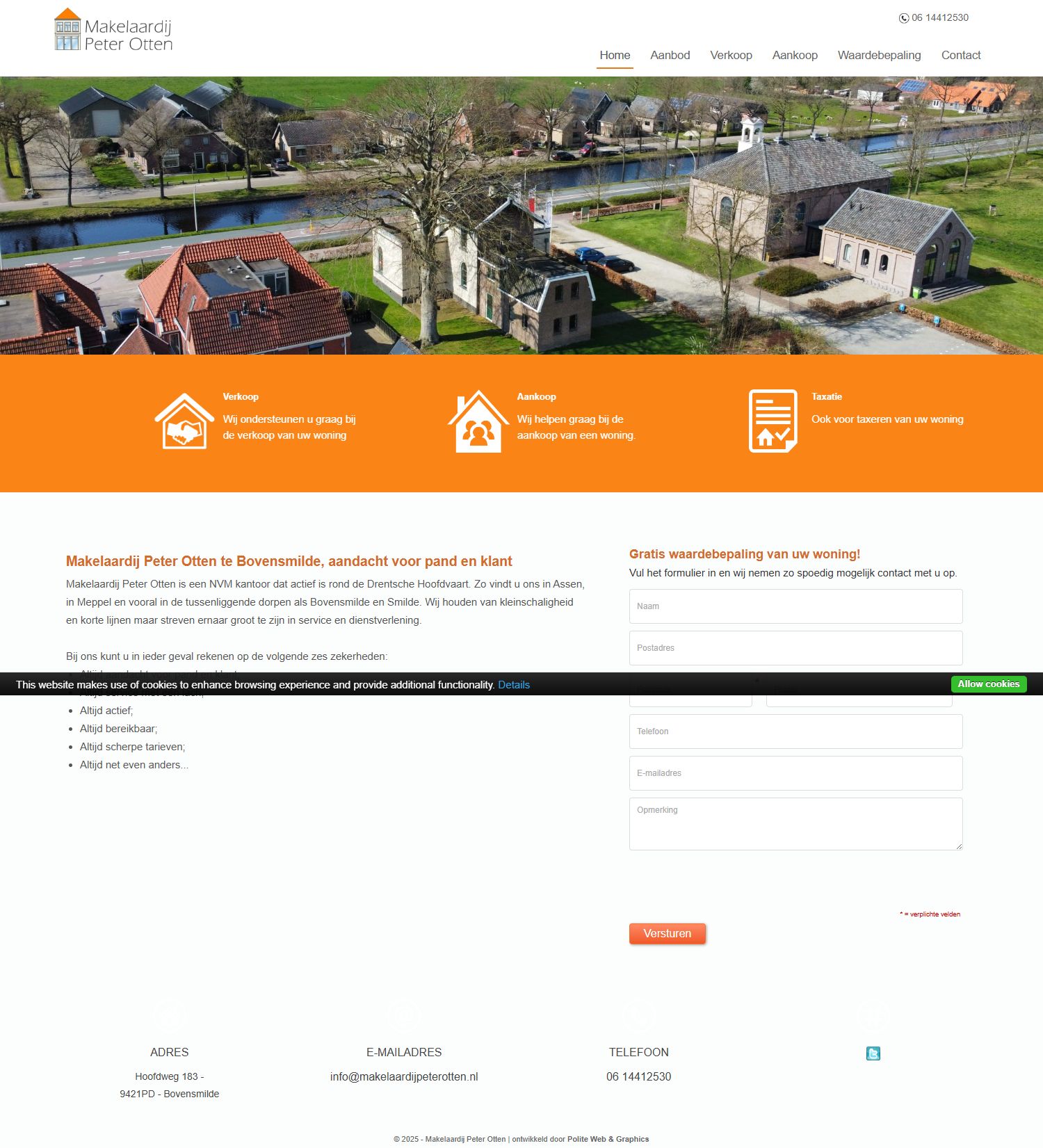 Screenshot van de website van www.makelaardijpeterotten.nl