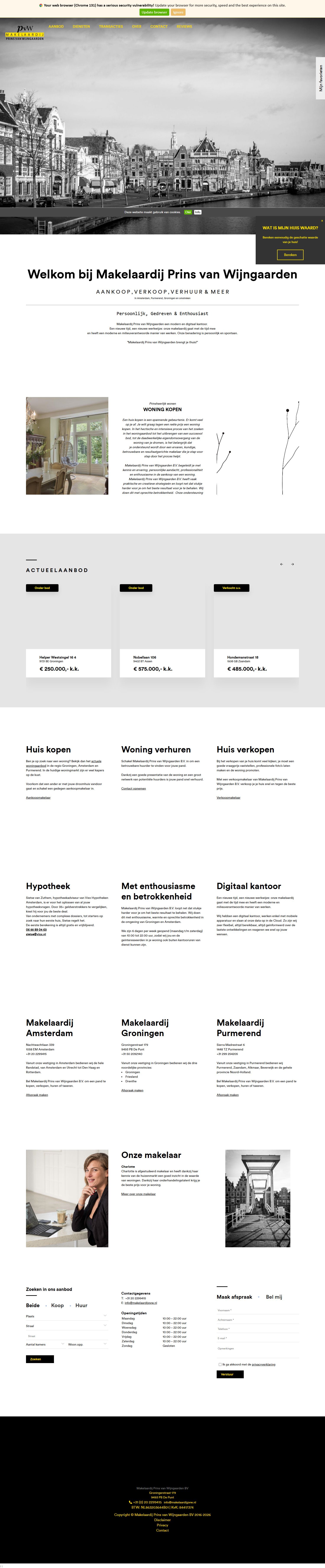 Screenshot van de website van www.makelaardijpvw.nl