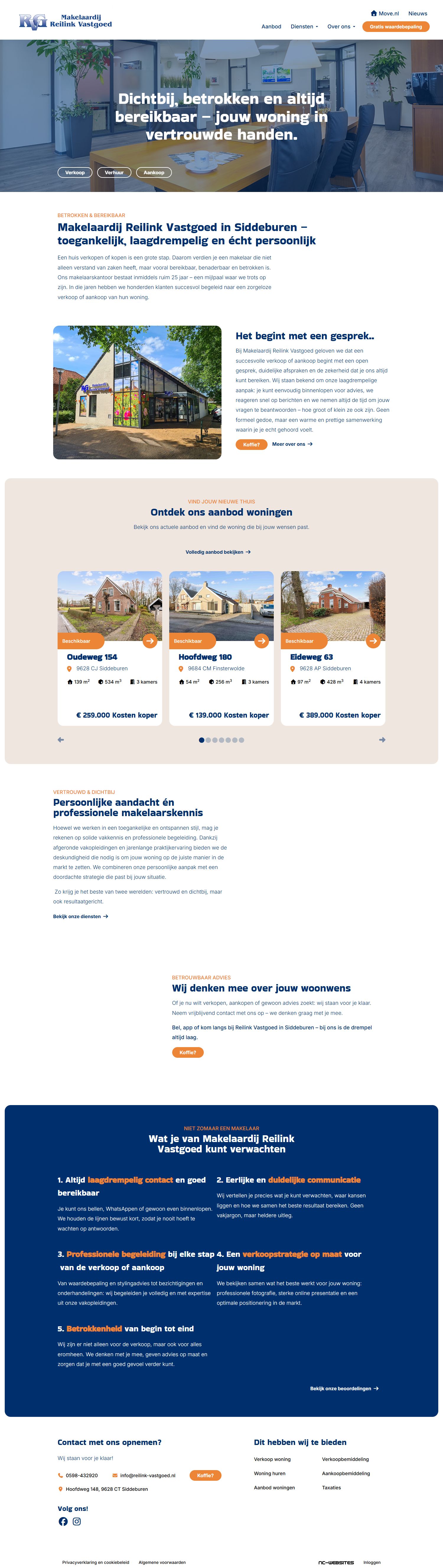 Screenshot van de website van www.reilink-vastgoed.nl