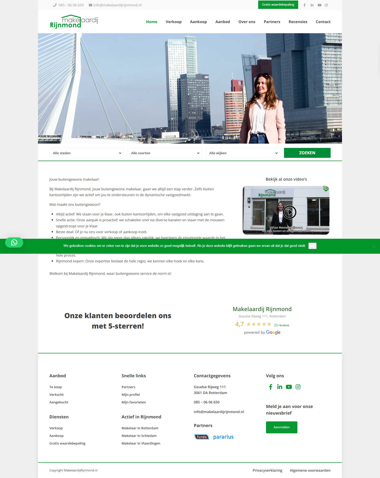 Screenshot van de website van www.makelaardijrijnmond.nl