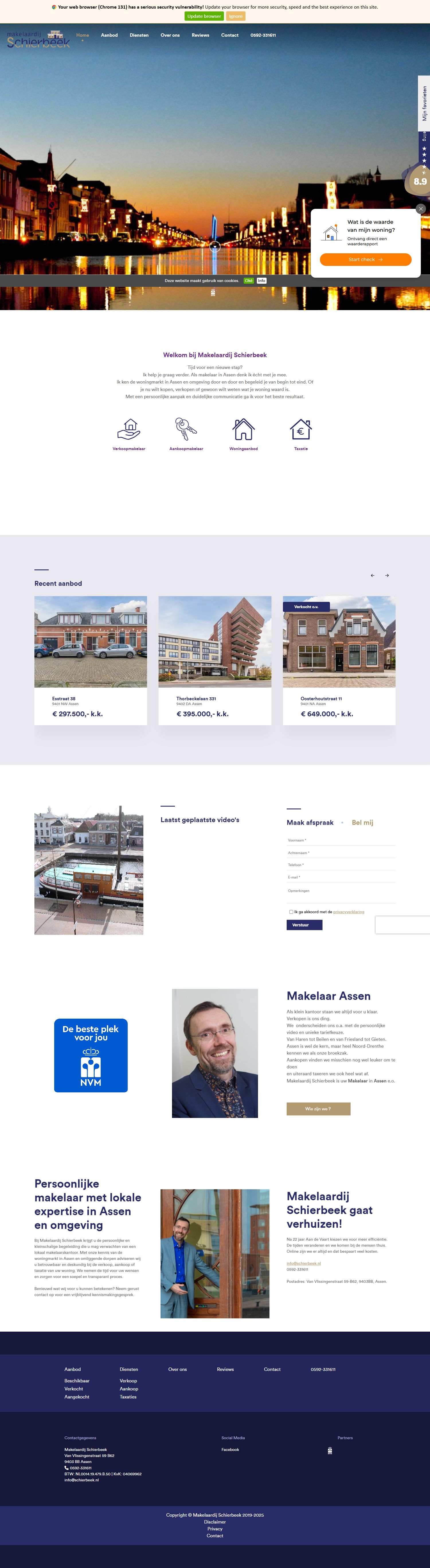 Screenshot van de website van www.schierbeek.nl