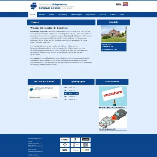 Screenshot van de website van www.makelaardijschiphuis.nl