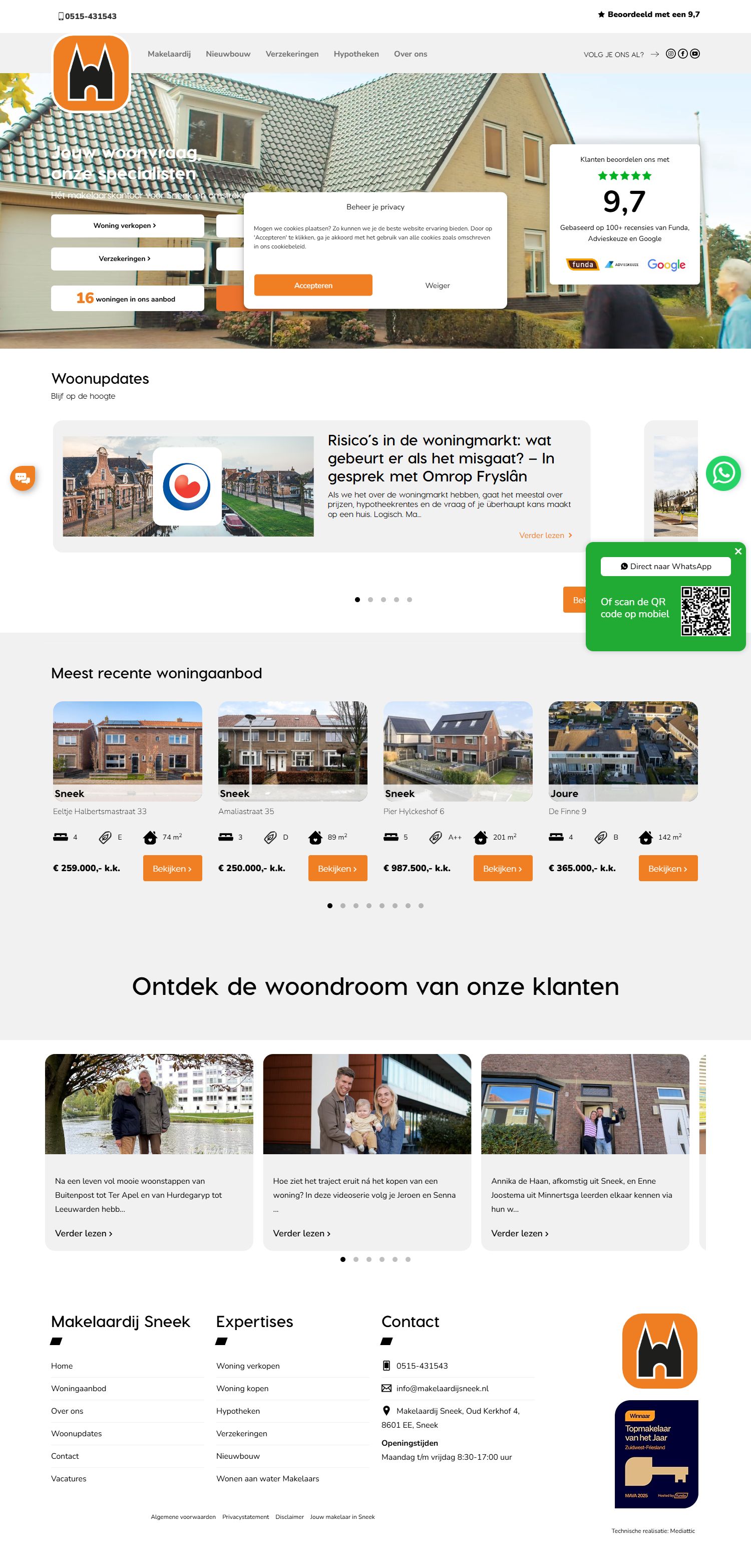 Screenshot van de website van www.makelaardijsneek.nl