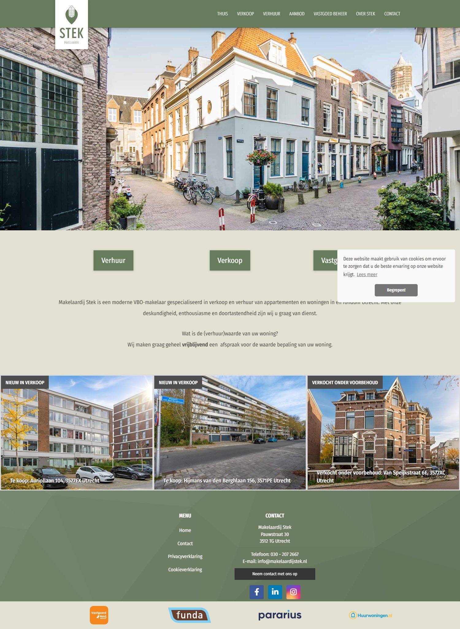 Screenshot van de website van www.makelaardijstek.nl