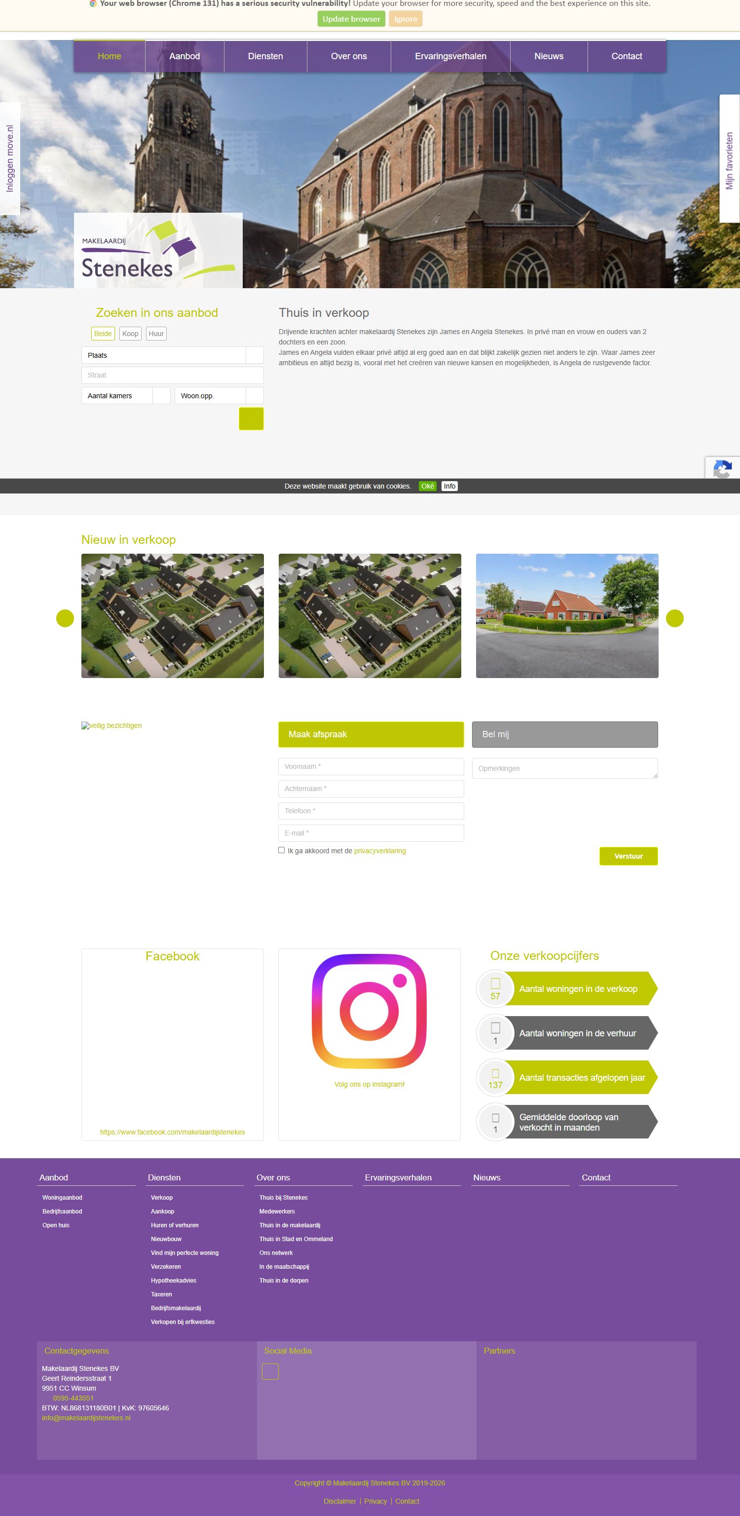 Screenshot van de website van www.makelaardijstenekes.nl