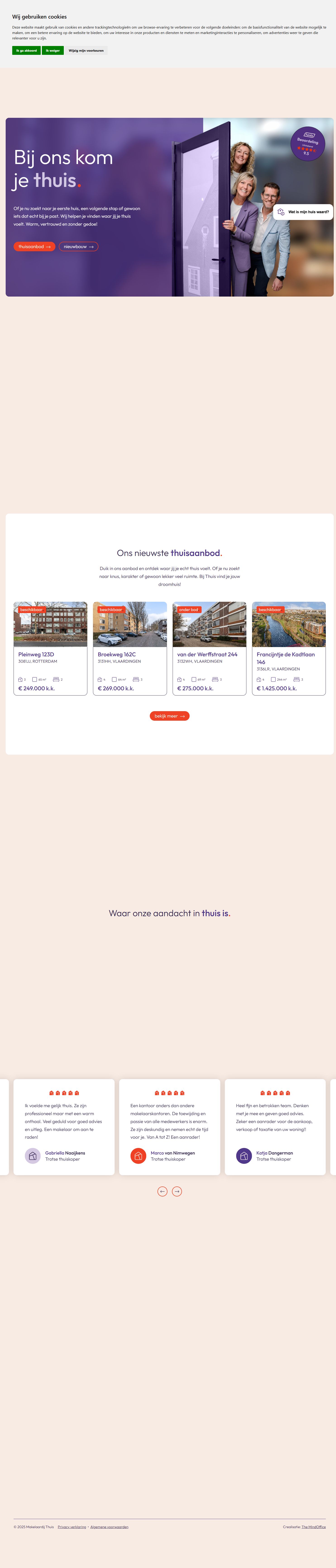 Screenshot van de website van www.makelaardij-thuis.nl
