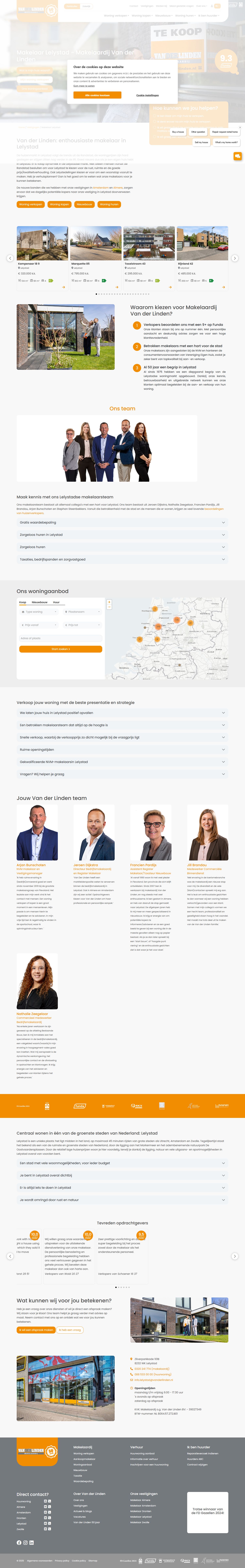 Screenshot van de website van www.vanderlinden.nl